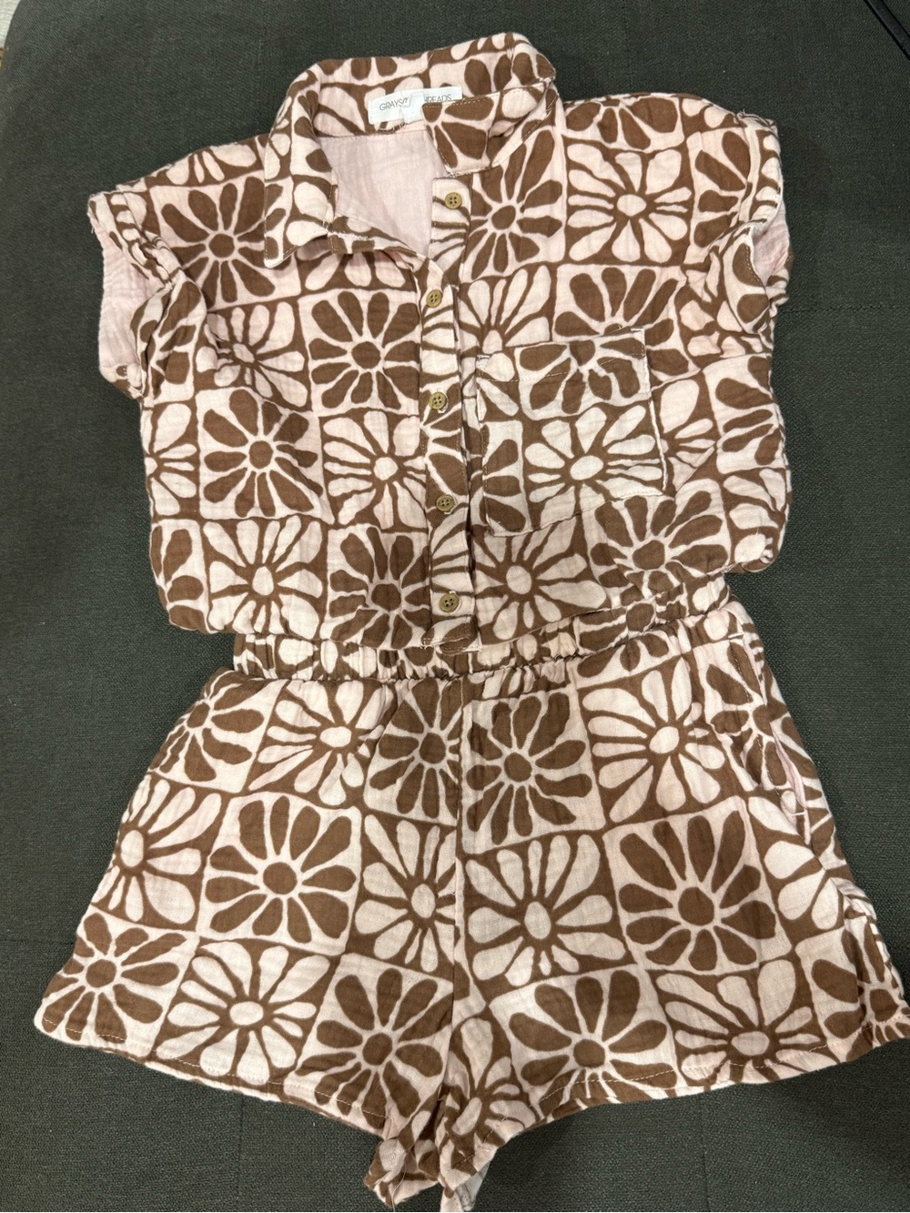 Brown & Cream Floral short set